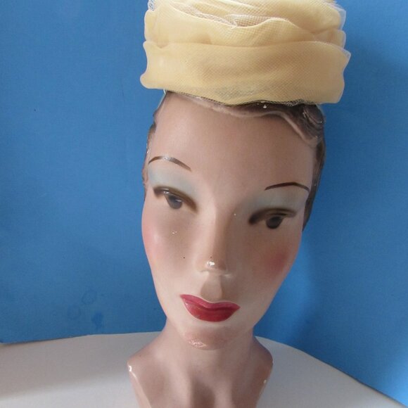 Vintage Little Topper Hat Pleated Organdy Dangling Blossoms main image 5